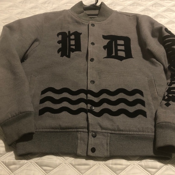 Pink Dolphin Other - PINK DOLPHIN Unisex Adult Medium Varsity Jacket Gray & Black pls Read